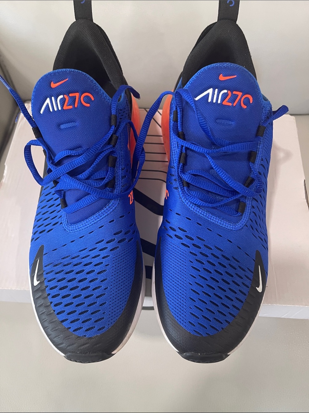 Nike Air270 Men's Sneakers in Royal Blue with Black and Orange Accents